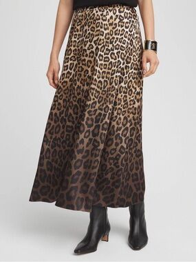 Leopard Stretch Satin Skirt